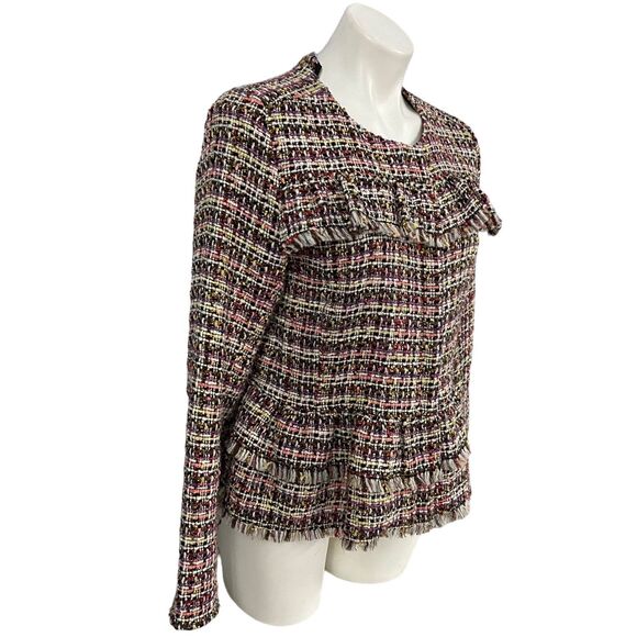 Halogen Blazer Womens Size 8 Zip Jacket Office Casual Old Money Tweed Ruffle - Picture 9 of 16